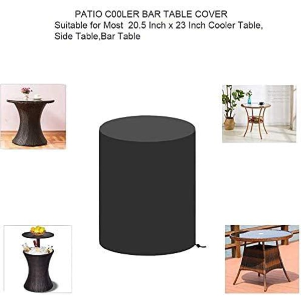 Veden- ja tuulenpitävä baaripöydän cover - puutarhajääkaappiin, terassille, pieneen pyöreään pöytään - musta (52 x 58 cm)