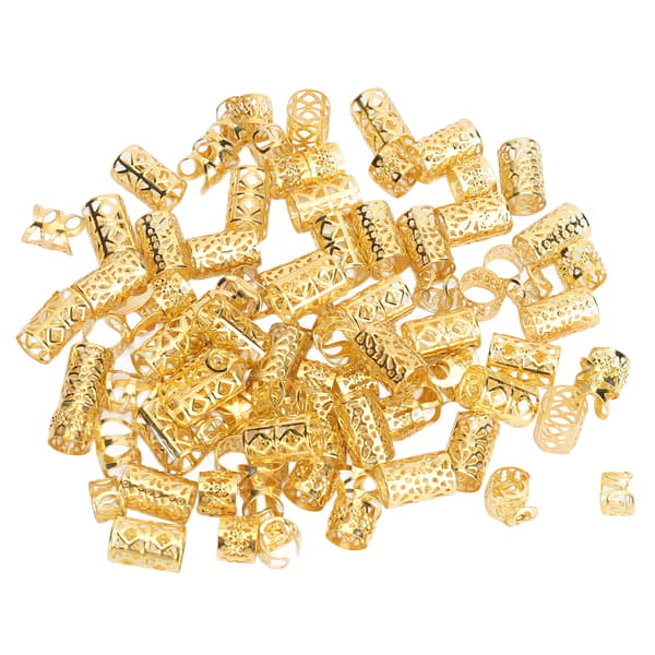 Dreadlocks Perler Sæt af 200 - Guld Alloy Hår Dekoration Ringe til Bryllup Fest