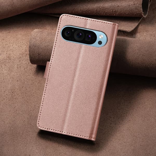 BINFEN COLOR Google Pixel 9/9 Pro Litchi Plånboksfodr Rosa guld pink