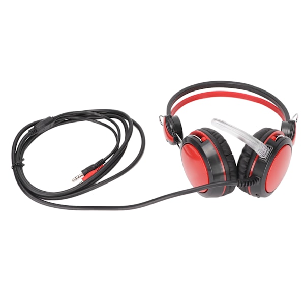 Spillhodetelefon med støydemping, stereo, ergonomisk, kablet, for dataspill, med mikrofon for PC, rød