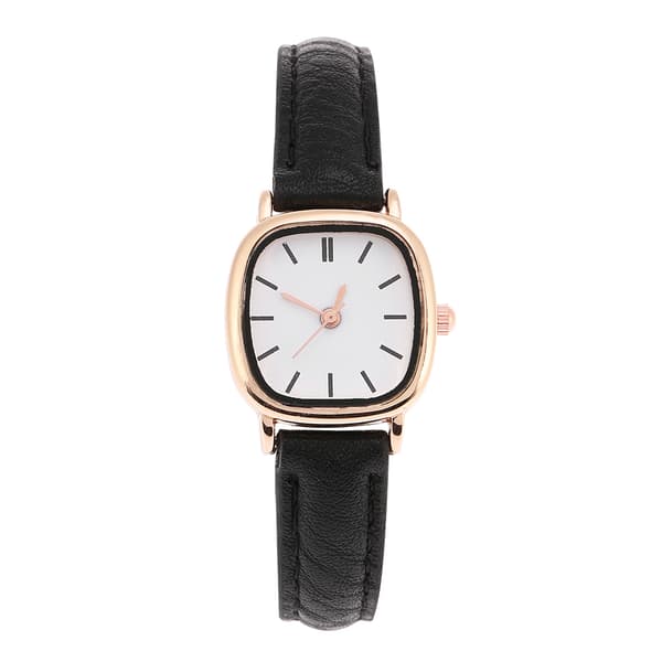 Analog Quartz Damklocka med Svart PU-rem och Vit Urtavla