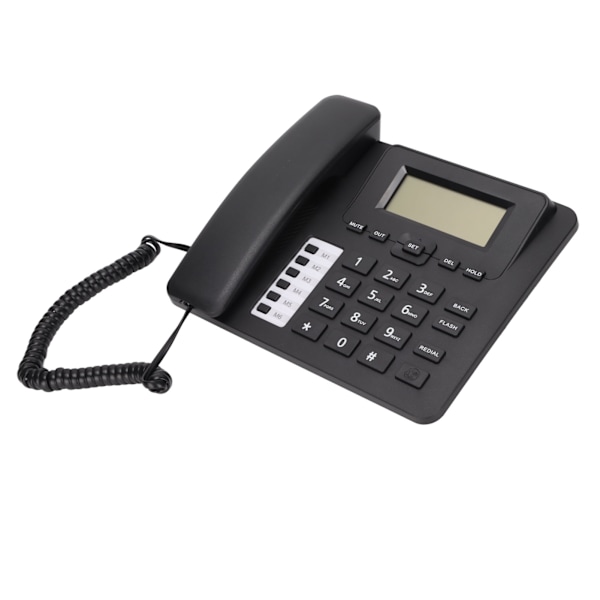 Hemtelefon med sladd, LCD-skärm, handsfree, samtalsidentifiering och väckarklocka - Perfekt för hemmet eller kontoret