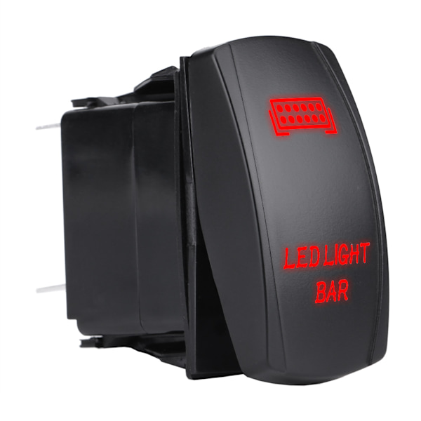 12V 24V Vanntett 5-pins LED Lysstang Vippebryter SPST På AV for Bil Båt Lastebil (Rød)