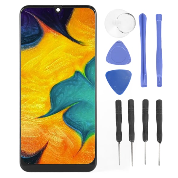 6,4 tum LCD-skärm Digitizer Ersättning med Yttre Ram Reparationsverktygssats för Samsung Galaxy A30 SM A305G SM A305U
