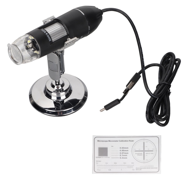 Justerbart 3 i 1 Type C Micro USB 8 LED digitalmikroskop 50x-1600x forstørrelse til vindue