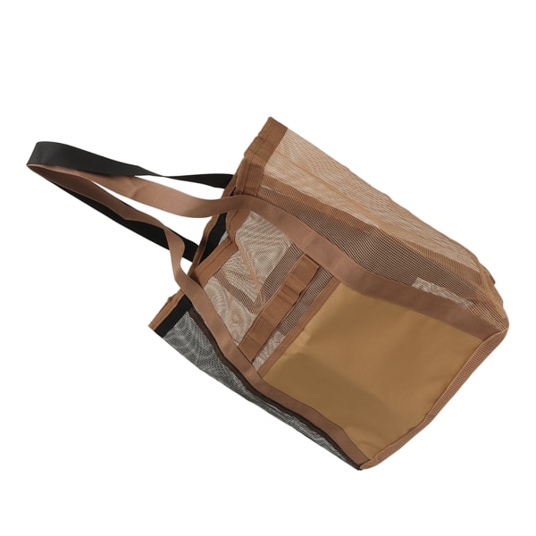 Mesh Strandtaske - sort og khaki, sammenklappelig, bæreevne 22lb