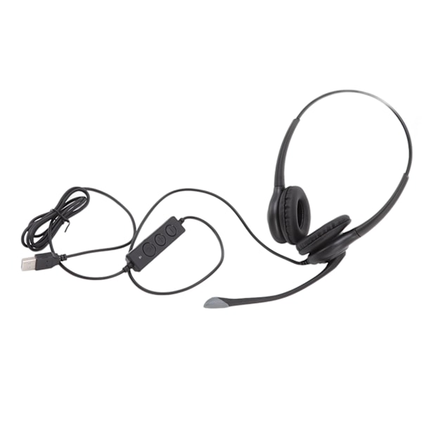 Kundeservice Headset Støjreduktion Ergonomisk Klar Opkald Lydstyrkekontrol USB Headset med Mikrofon til PC