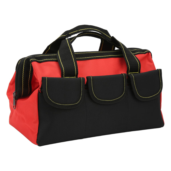 Vandtæt 13 tommer Oxford-stofværktøjsopbevaringspose: Multifunktionel håndtaske med bred mund til hjemmeværktøjsbutik (rød)