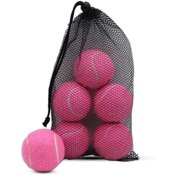 6-pack Rosa Tennisbollar Slitstarka Elastiska Träningsbollar 66mm Dam Nybörjare Träning