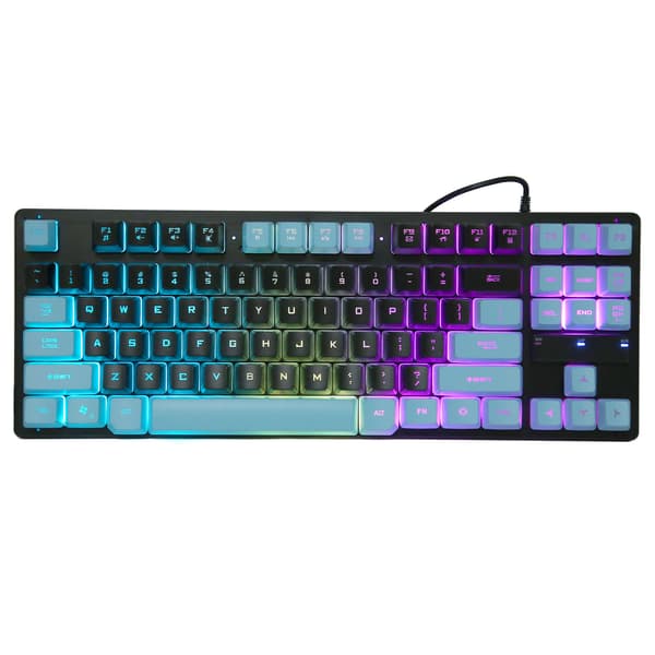 Kablet Gaming Tastatur 87 Taster Ergonomisk Farve Baggrundsbelyst Design Desktop Notebook Computertilbehør Blå og Sort