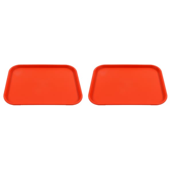 2 st Snabbmatsbricka Stapelbar Rektangulär Lättvikt Halkfri PP Matserveringsbricka för Restauranger Kaféer Orange