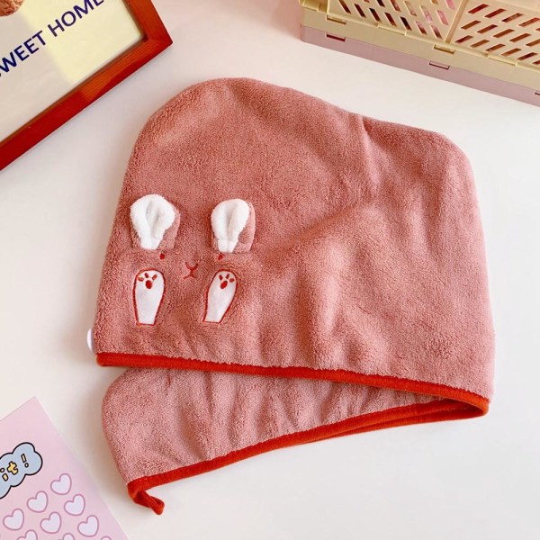 Dyrehår Håndklædeindpakning Twist Absorberende Hurtigtørrende Turban Cap Badehat Pink