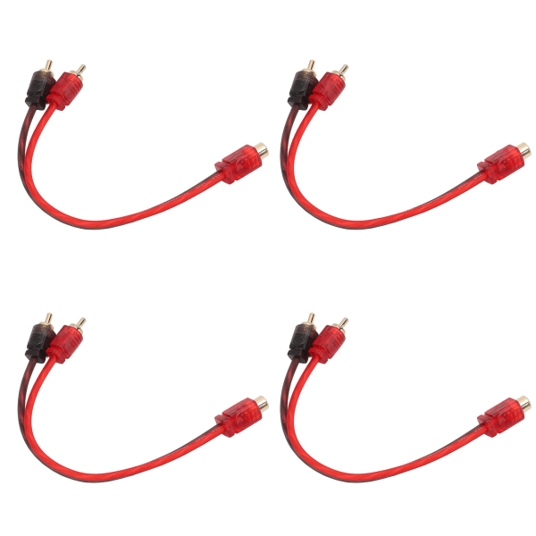 4 stk Bil RCA 1 Hunn 2 Hann Adapter Y Splitter Høyttaler Lydkabel 20cm Lang for Enhet med 3.5mm Jack