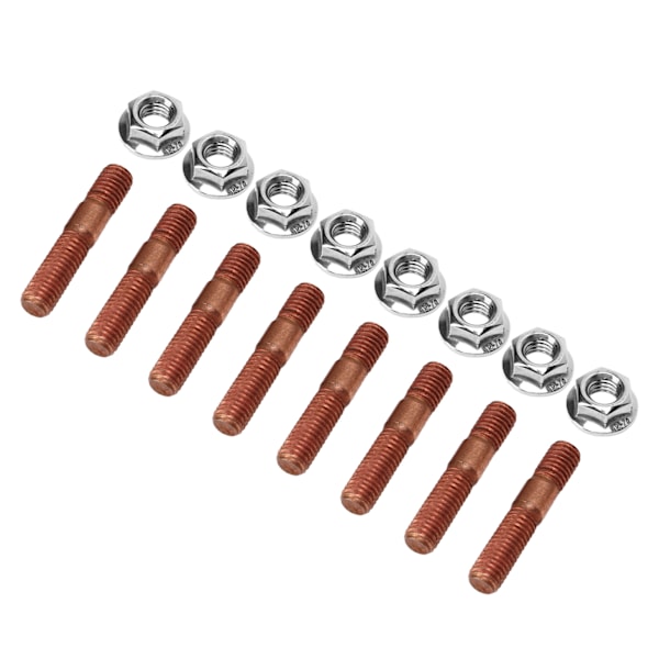 8 st M8 1.25 gängade Turbo-bultar Kit 8mm Metalllegering Högtryckstålig Avgasgrenrör Stud Bult Mutter Hårdvara