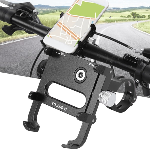 PLUS 6 Bike Navigation Stand Aluminiumlegering 360° Rotation Motorcykel Mobiltelefon Fäste Svart