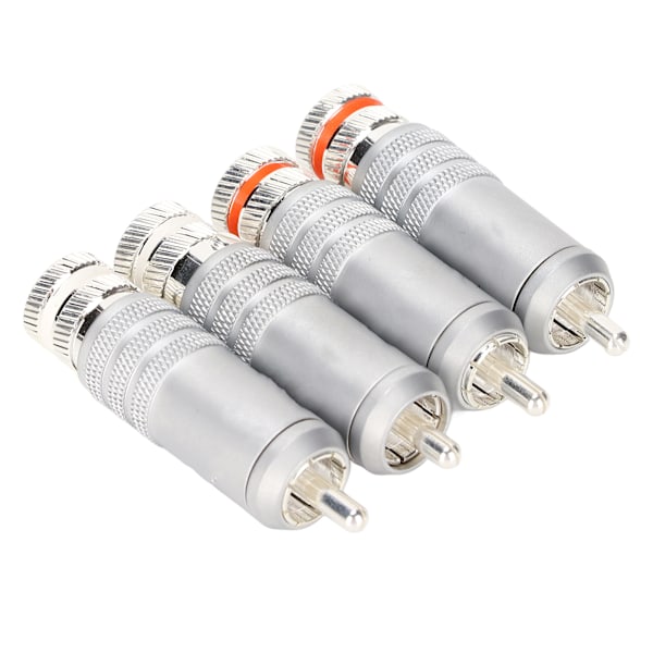 4 st RCA-kontakter, silverpläterade, HIFI-lödning, för upp till 9 mm kabeldiameter, för signal- och koaxialkablar
