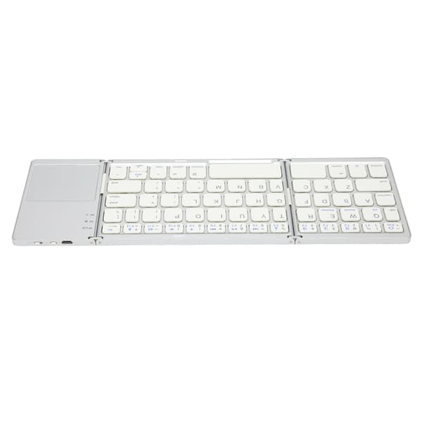 Foldbart Bluetooth Tastatur 63 Taster Metal Ultratyndt Mini Foldbart Tastatur med Touchpad til Windows til IOS til Android Sølv