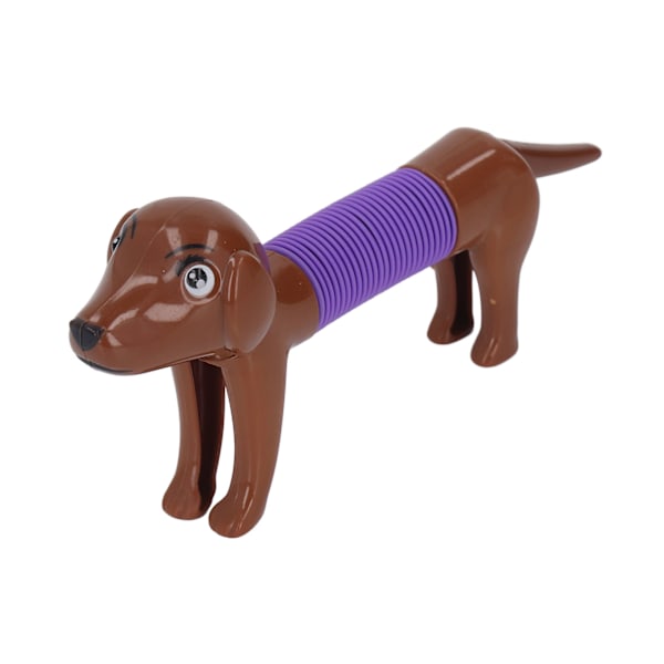 Popping Tube Fidget-leketøy Hund Design Fargerik Fleksibel Strekkrør for Barn Brun