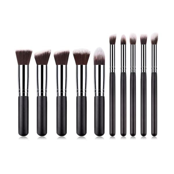 【DT】Technique PRO Makeupbørster, sølv/sort - 10 stk