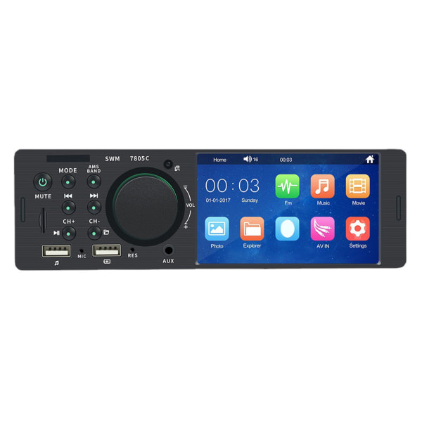 4,1\" Touchscreen bilstereo med dobbelt USB, AUX, Bluetooth, bakkamera, håndfri opkald - MP5-afspiller