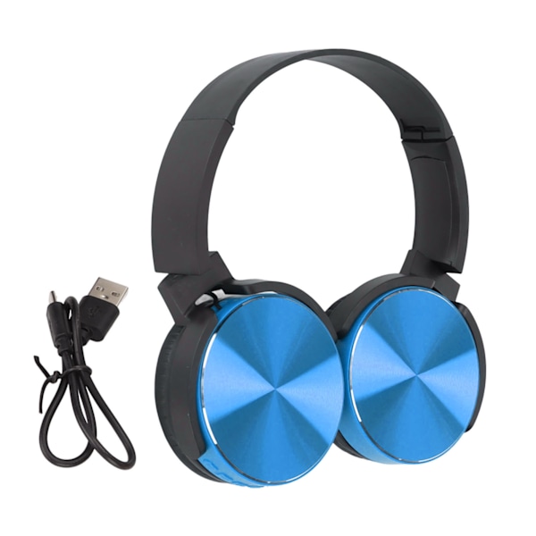 450BT Bluetooth-hodetelefoner med subwoofer, justerbar, multifunksjonell, trådløs, for spill, blå