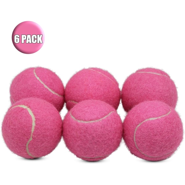 6 kpl Pink Tennis Balls - Kestävä ja joustava harjoituspallo 66mm Naisille Aloittelijoille