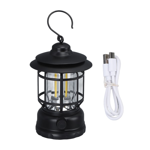 Oppladbar dimbar LED vintage lanterne for camping og utendørs dekor