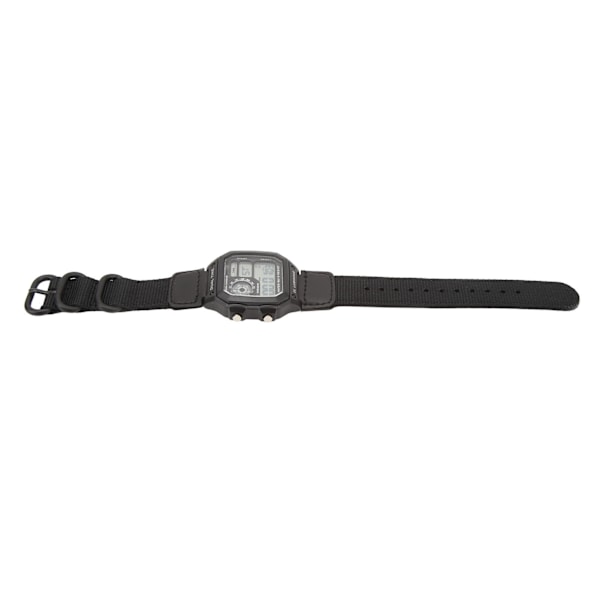 Digital Chronograf Klocka Luminous Vattentät Multifunktionell Retro Stil Kvadratisk Elektronisk Klocka Svart