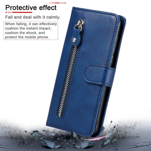 iPhone 16e Klassisk Lynlås Pung Etui - Blå Blå blue