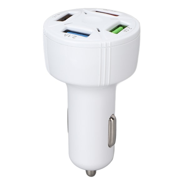 Billadapter 1 til 4 USB Utgang QC3.0 Brannhemmende Flere Beskyttelsesfunksjoner Plug and Play Universal 12‑32V Hvit
