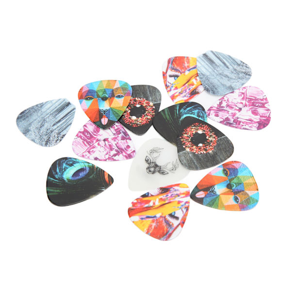 13 st Guitar Picks Medium Celluloid Guitar Plectrums med Ask Instrumenttillbehör Färg