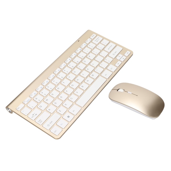 Trådløst 2.4G tastatur-mussett - 78 taster, tynne etsede tastehetter, ergonomisk design, mute-knapp, USB-tilkobling - gull