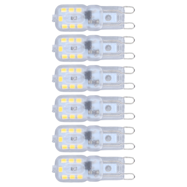 G9 Pære Dimbar Øyebeskyttelse Energibesparende 14 LED-er 3W Lyspære for Lysekrone Bordlampe 6 stk Naturlig Lys 220V