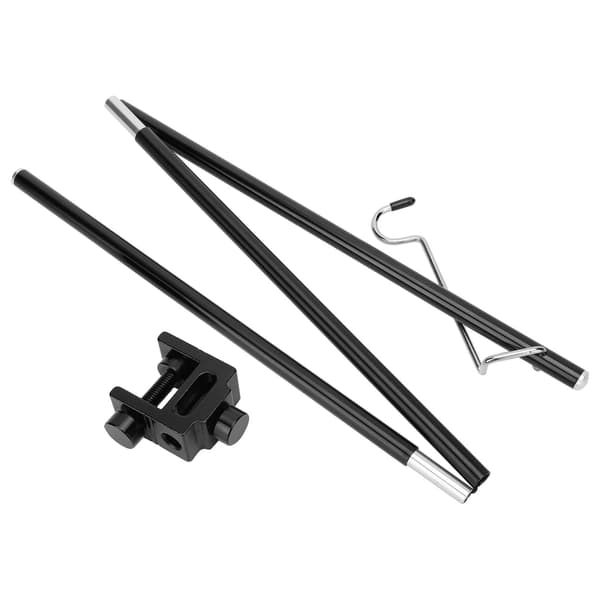 Foldbar Lysstang til Udendørs Camping - Bærbar Aluminium Lysstanderlampebeslag - Sort