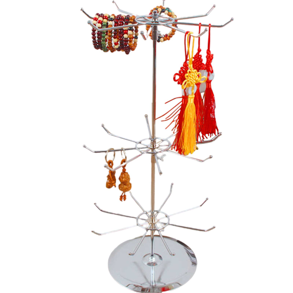 3 Tier Rotatable Jewelry Display Stand Metal Detachable Counter Jewelry Display Rack