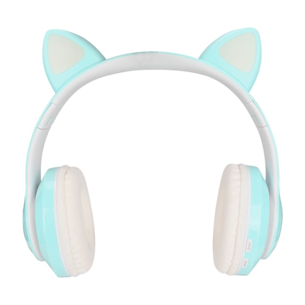 LXB39C Barnhörlurar Bluetooth 5.0 Vikbara Trådlösa Lysande Musik Kattöron Hörlurar för Barn (Vattengrön)