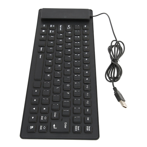 Foldbart Silikontastatur 85 Taster Foldbart Design Lydløst Ledningsført Vandafvisende Støvsikkert Fleksibelt Tastatur Sort