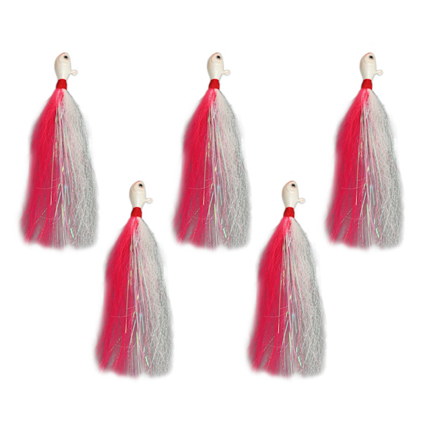 Metall Isfiske Jiggsett - 5 stk Rosa naturlige agn med skarpe J-kroker