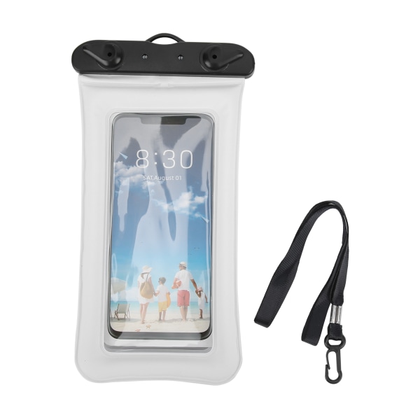 Förseglad flytande uppblåsbar phone case Vattentät väska för mobiltelefon TorrtäckeWhite