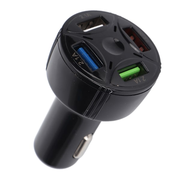 Billaddare 1 in 4 USB Ut QC3.0 Brandsäker Multiskydd Plug and Play Universal 12‑32V Svart