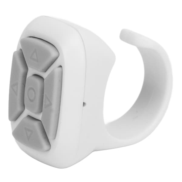 Remote Control Ring Mobile Phone Bluetooth Remote Control Camera Shutter Selfie Button for Video Scrolling Click Like White