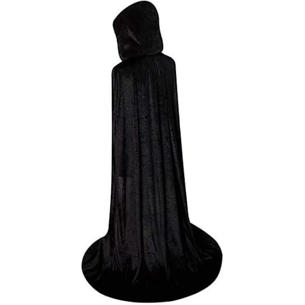 Halloween kostumer, festtøj, børne- og voksenkappe, sort guld fløjl kappe, vampyr dødskappe M Sort