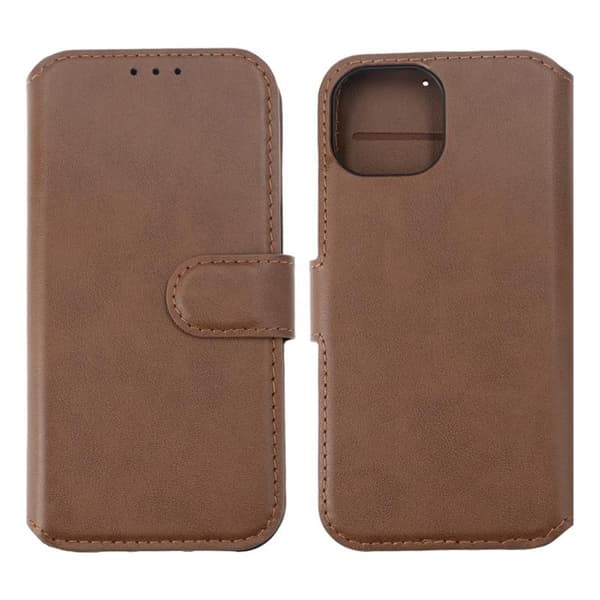 iPhone 15 Plånboksfodral Läder Rvelon - Brun Brun brown
