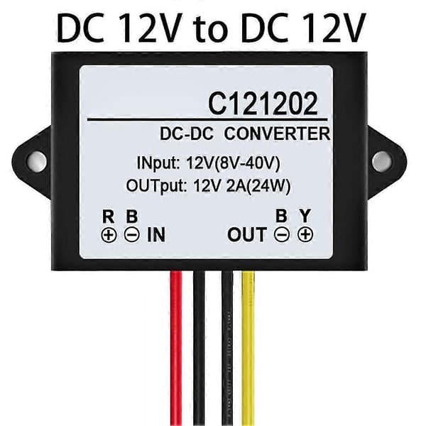 C121202 DC 12V til DC 12V 2A Vanntett Spenningsregulator Stabilisator Adapter Jikaix