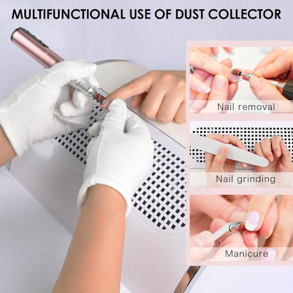 40w Professionel Manicure Bordstøvsuger, Negle Vacuum Neglesamler Rengøringsværktøj Neglemaskine med 3 Blæsere Manicure