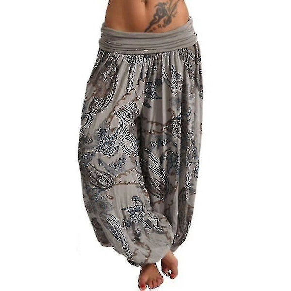 Stylish Plus Size Printed Harem Pants for Women 4XL Gray