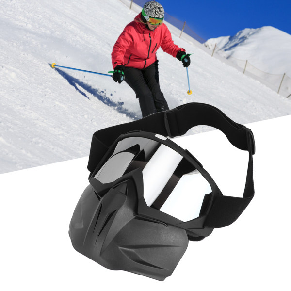Motorsykkelbriller Herre Dame Snøscooterbriller Ski Snowboard Vinter Snø Vindtett utendørs maske Solbriller, matt svart