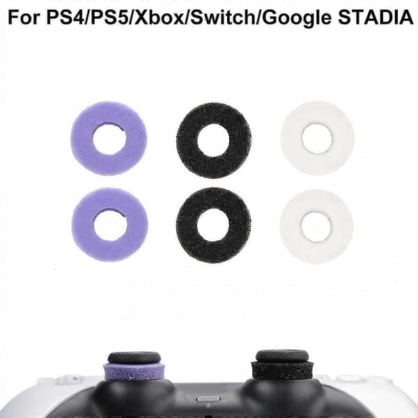 (Ny) XDcase 6st Mjuka Precisionsringar i Silikon för PS4 / PS5 / Xbox / Switch / Google Stadia 6st Black/Purple/White