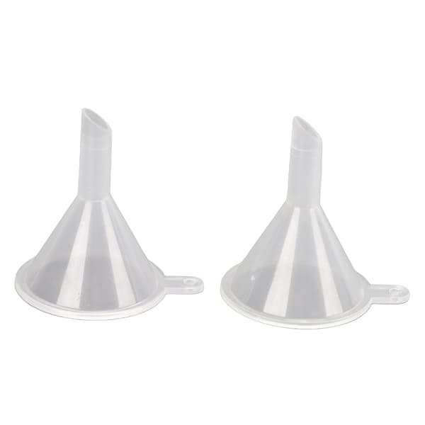 2 stk. Plast Mini tragt Transparent Bærbar Multi Purpose til Parfumer Flydende Pulver æteriske olier