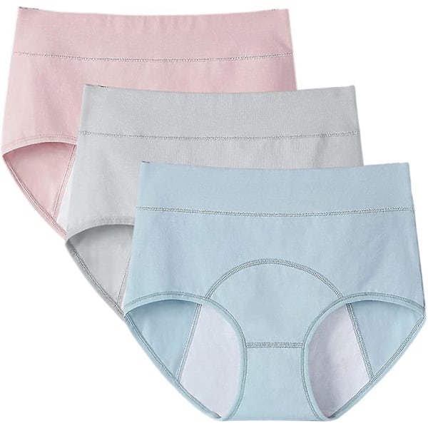 Leakproof Menstrual Panties 3-Pack for Women XXXL Blue x Gray x Pink